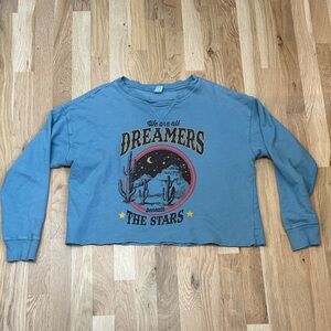 Dreamers Graphic Crop Sweatshirt - Blue